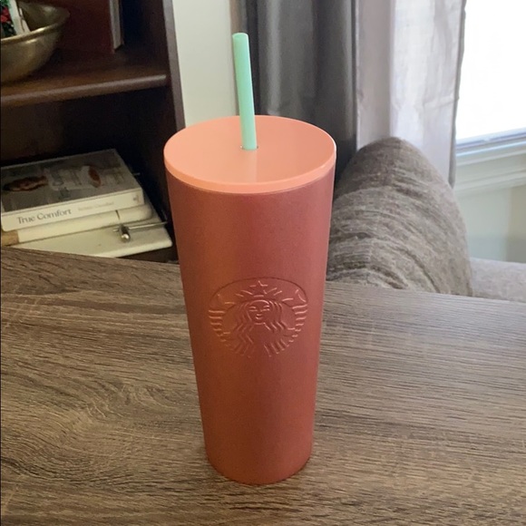 USED Starbucks Glitter Rose Gold 24oz Tumbler